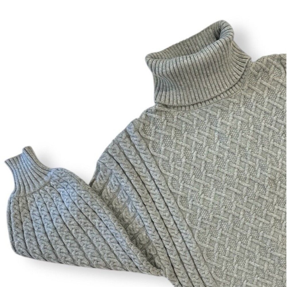 TRUTH By Republic Wm Turtleneck Cropped Cable Knit Sweater XS Gray‎ EUC Chunky